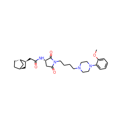 COc1ccccc1N1CCN(CCCCN2C(=O)C[C@H](NC(=O)C[C@H]3C[C@H]4CC[C@H]3C4)C2=O)CC1 ZINC000253639830