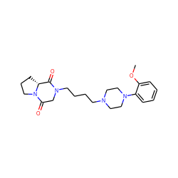 COc1ccccc1N1CCN(CCCCN2CC(=O)N3CCC[C@@H]3C2=O)CC1 ZINC000013861495