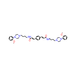 COc1ccccc1N1CCN(CCCCNC(=O)/C=C/c2ccc(/C=C/C(=O)NCCCCN3CCN(c4ccccc4OC)CC3)cc2)CC1 ZINC000027308979