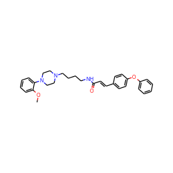 COc1ccccc1N1CCN(CCCCNC(=O)/C=C/c2ccc(Oc3ccccc3)cc2)CC1 ZINC000013526299