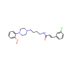 COc1ccccc1N1CCN(CCCCNC(=O)/C=C/c2cccc(Cl)c2)CC1 ZINC000013526306