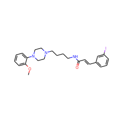 COc1ccccc1N1CCN(CCCCNC(=O)/C=C/c2cccc(I)c2)CC1 ZINC000013526310