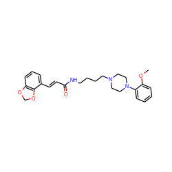 COc1ccccc1N1CCN(CCCCNC(=O)/C=C/c2cccc3c2OCO3)CC1 ZINC000013526345