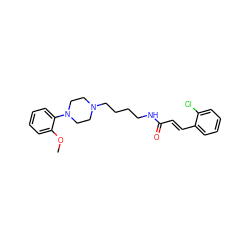 COc1ccccc1N1CCN(CCCCNC(=O)/C=C/c2ccccc2Cl)CC1 ZINC000013526322