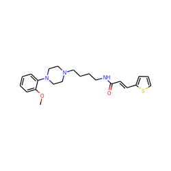 COc1ccccc1N1CCN(CCCCNC(=O)/C=C/c2cccs2)CC1 ZINC000013526348