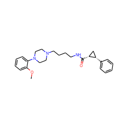 COc1ccccc1N1CCN(CCCCNC(=O)[C@@H]2C[C@@H]2c2ccccc2)CC1 ZINC000013526239