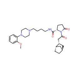 COc1ccccc1N1CCN(CCCCNC(=O)[C@@H]2CCC(=O)N2C(=O)C[C@@H]2C[C@H]3CC[C@H]2C3)CC1 ZINC000253991575