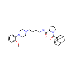 COc1ccccc1N1CCN(CCCCNC(=O)[C@@H]2CCCN2C(=O)C23CC4CC(CC(C4)C2)C3)CC1 ZINC000034867370