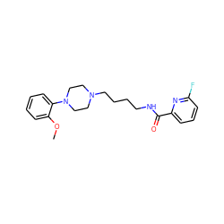 COc1ccccc1N1CCN(CCCCNC(=O)c2cccc(F)n2)CC1 ZINC000028525230