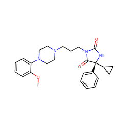 COc1ccccc1N1CCN(CCCN2C(=O)N[C@](c3ccccc3)(C3CC3)C2=O)CC1 ZINC000049088084