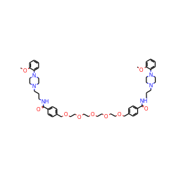COc1ccccc1N1CCN(CCCNC(=O)c2ccc(COCCOCCOCCOCCOCc3ccc(C(=O)NCCCN4CCN(c5ccccc5OC)CC4)cc3)cc2)CC1 ZINC000150588356