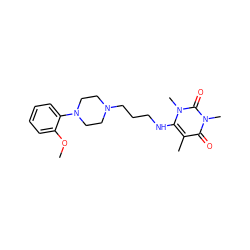 COc1ccccc1N1CCN(CCCNc2c(C)c(=O)n(C)c(=O)n2C)CC1 ZINC000002012436