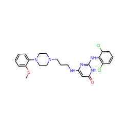 COc1ccccc1N1CCN(CCCNc2cc(=O)[nH]c(Nc3c(Cl)cccc3Cl)n2)CC1 ZINC000013609411