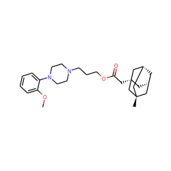 COc1ccccc1N1CCN(CCCOC(=O)C[C@]23C[C@H]4C[C@H](C[C@](C)(C4)C2)C3)CC1 ZINC000261146260