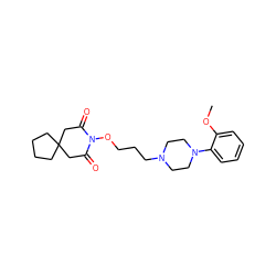 COc1ccccc1N1CCN(CCCON2C(=O)CC3(CCCC3)CC2=O)CC1 ZINC000013820852