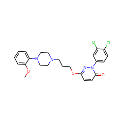 COc1ccccc1N1CCN(CCCOc2ccc(=O)n(-c3ccc(Cl)c(Cl)c3)n2)CC1 ZINC001772574469