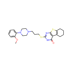 COc1ccccc1N1CCN(CCCSc2nc3sc4c(c3c(=O)[nH]2)CCCC4)CC1 ZINC000013761021