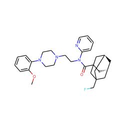 COc1ccccc1N1CCN(CCN(C(=O)C23C[C@H]4C[C@@H](CC(CF)(C4)C2)C3)c2ccccn2)CC1 ZINC000101451302