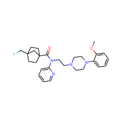 COc1ccccc1N1CCN(CCN(C(=O)C23CCC(CF)(CC2)C3)c2ccccn2)CC1 ZINC000073137993