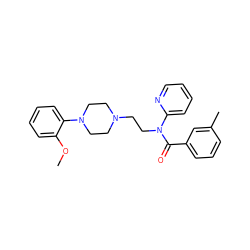 COc1ccccc1N1CCN(CCN(C(=O)c2cccc(C)c2)c2ccccn2)CC1 ZINC000013740003