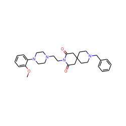 COc1ccccc1N1CCN(CCN2C(=O)CC3(CCN(Cc4ccccc4)CC3)CC2=O)CC1 ZINC000013560171