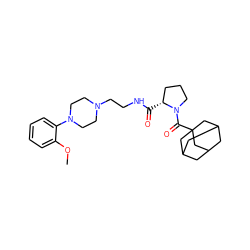 COc1ccccc1N1CCN(CCNC(=O)[C@@H]2CCCN2C(=O)C23CC4CC(CC(C4)C2)C3)CC1 ZINC000040918318