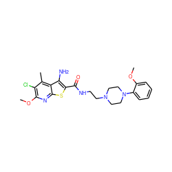 COc1ccccc1N1CCN(CCNC(=O)c2sc3nc(OC)c(Cl)c(C)c3c2N)CC1 ZINC000169332143