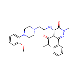 COc1ccccc1N1CCN(CCNc2c(C(=O)C(C)C)c(-c3ccccc3)nn(C)c2=O)CC1 ZINC000013863382