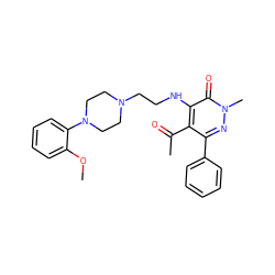 COc1ccccc1N1CCN(CCNc2c(C(C)=O)c(-c3ccccc3)nn(C)c2=O)CC1 ZINC000013863377