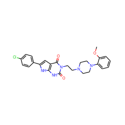 COc1ccccc1N1CCN(CCn2c(=O)[nH]c3[nH]c(-c4ccc(Cl)cc4)cc3c2=O)CC1 ZINC000028565095