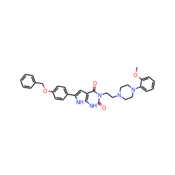 COc1ccccc1N1CCN(CCn2c(=O)[nH]c3[nH]c(-c4ccc(OCc5ccccc5)cc4)cc3c2=O)CC1 ZINC000072116424