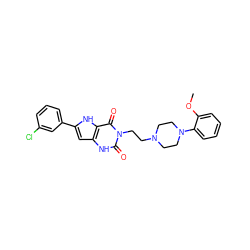 COc1ccccc1N1CCN(CCn2c(=O)[nH]c3cc(-c4cccc(Cl)c4)[nH]c3c2=O)CC1 ZINC000013641892