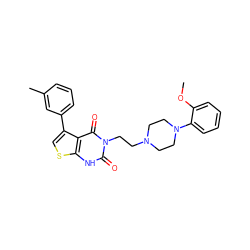 COc1ccccc1N1CCN(CCn2c(=O)[nH]c3scc(-c4cccc(C)c4)c3c2=O)CC1 ZINC000034014527