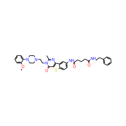 COc1ccccc1N1CCN(CCn2c(C)nc3c(sc4ccc(NC(=O)CCCC(=O)NCCc5ccccc5)cc43)c2=O)CC1 ZINC000169327755