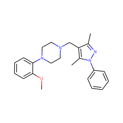 COc1ccccc1N1CCN(Cc2c(C)nn(-c3ccccc3)c2C)CC1 ZINC000058538075