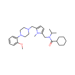 COc1ccccc1N1CCN(Cc2ccc(CN(C(=O)C3CCCCC3)C(C)C)n2C)CC1 ZINC000013743835