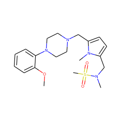 COc1ccccc1N1CCN(Cc2ccc(CN(C)S(C)(=O)=O)n2C)CC1 ZINC000013743839