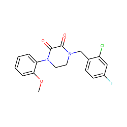 COc1ccccc1N1CCN(Cc2ccc(F)cc2Cl)C(=O)C1=O ZINC000095565558