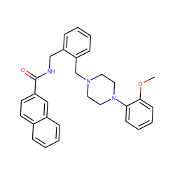 COc1ccccc1N1CCN(Cc2ccccc2CNC(=O)c2ccc3ccccc3c2)CC1 ZINC000013526144