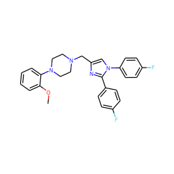 COc1ccccc1N1CCN(Cc2cn(-c3ccc(F)cc3)c(-c3ccc(F)cc3)n2)CC1 ZINC000013491651