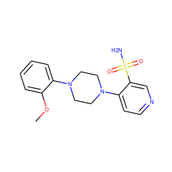 COc1ccccc1N1CCN(c2ccncc2S(N)(=O)=O)CC1 ZINC000096932819
