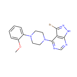 COc1ccccc1N1CCN(c2ncnc3[nH]nc(Br)c23)CC1 ZINC000059206027