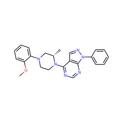 COc1ccccc1N1CCN(c2ncnc3c2cnn3-c2ccccc2)[C@@H](C)C1 ZINC000653745752