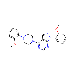 COc1ccccc1N1CCN(c2ncnc3c2cnn3-c2ccccc2OC)CC1 ZINC000653719496