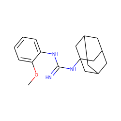 COc1ccccc1NC(=N)NC12CC3CC(CC(C3)C1)C2 ZINC000013822246