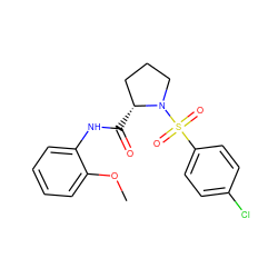 COc1ccccc1NC(=O)[C@@H]1CCCN1S(=O)(=O)c1ccc(Cl)cc1 ZINC000000801559