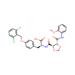 COc1ccccc1NC(=O)[C@@H]1OCO[C@H]1C(=O)N[C@@H](Cc1ccc(OCc2c(Cl)cccc2Cl)cc1)C(=O)O ZINC000058592204