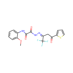 COc1ccccc1NC(=O)C(=O)N/N=C(/CC(=O)c1cccs1)C(F)(F)F ZINC000137714509