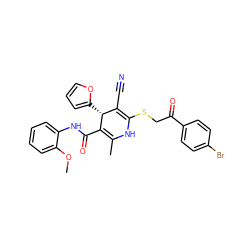 COc1ccccc1NC(=O)C1=C(C)NC(SCC(=O)c2ccc(Br)cc2)=C(C#N)[C@H]1c1ccco1 ZINC000000874788