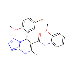 COc1ccccc1NC(=O)C1=C(C)Nc2nnnn2[C@@H]1c1cc(Br)ccc1OC ZINC000012467757